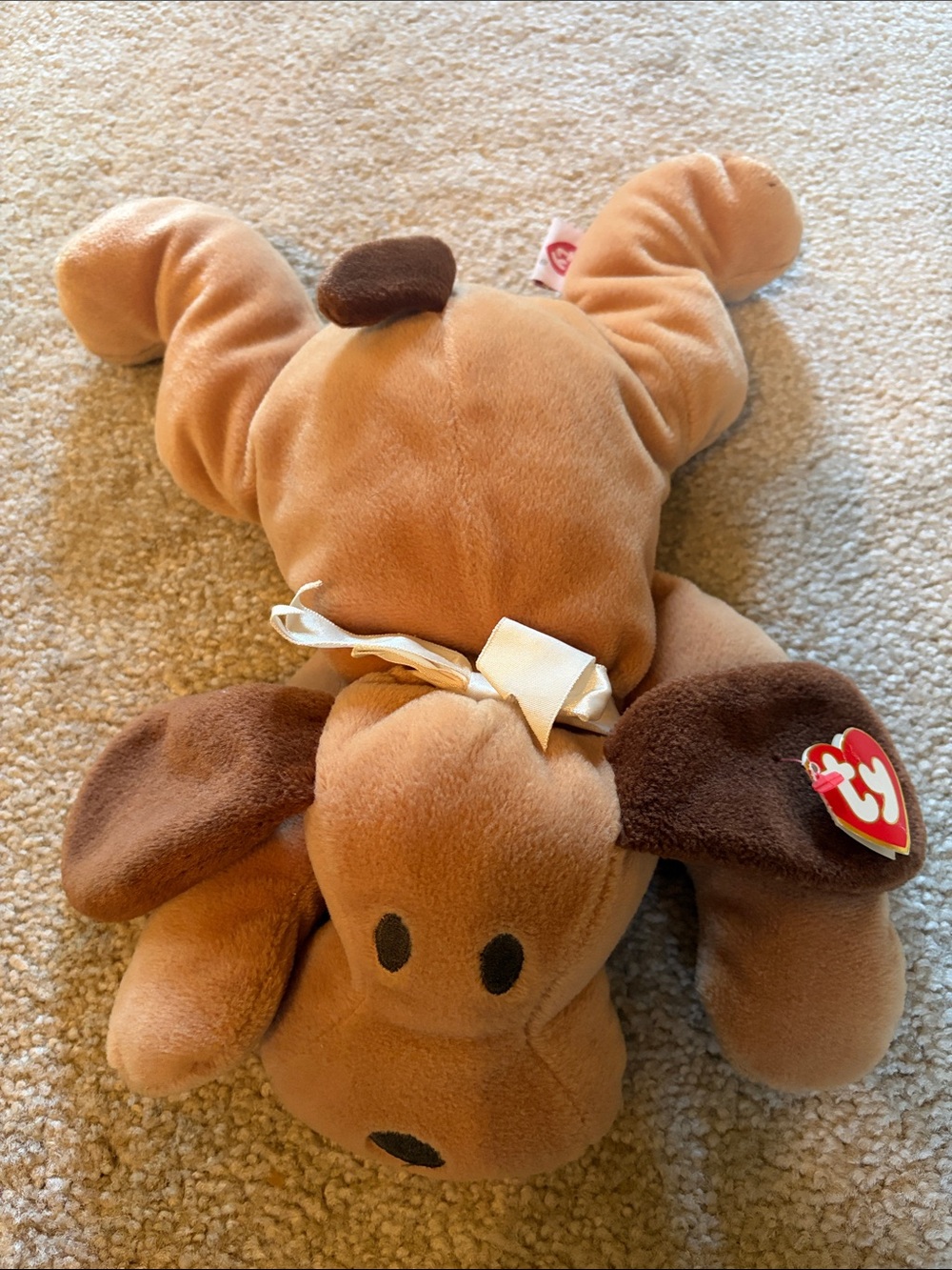 Ty Brown Plush Puppy with Dark Brown Ears